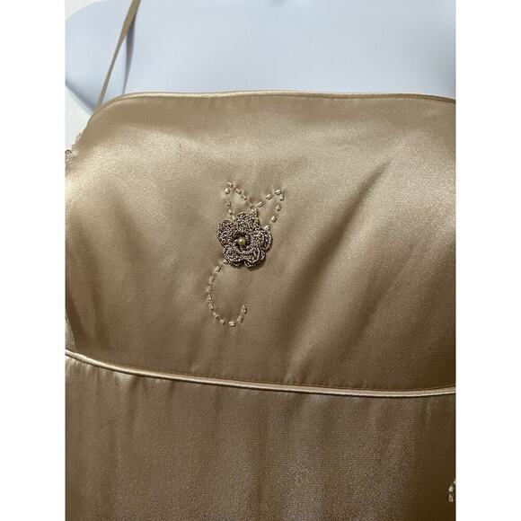 VTG Cache Satin Macrame Fringe Beaded Midi Dress Size 8 Formal Event Y2K Fairy - Picture 6 of 11